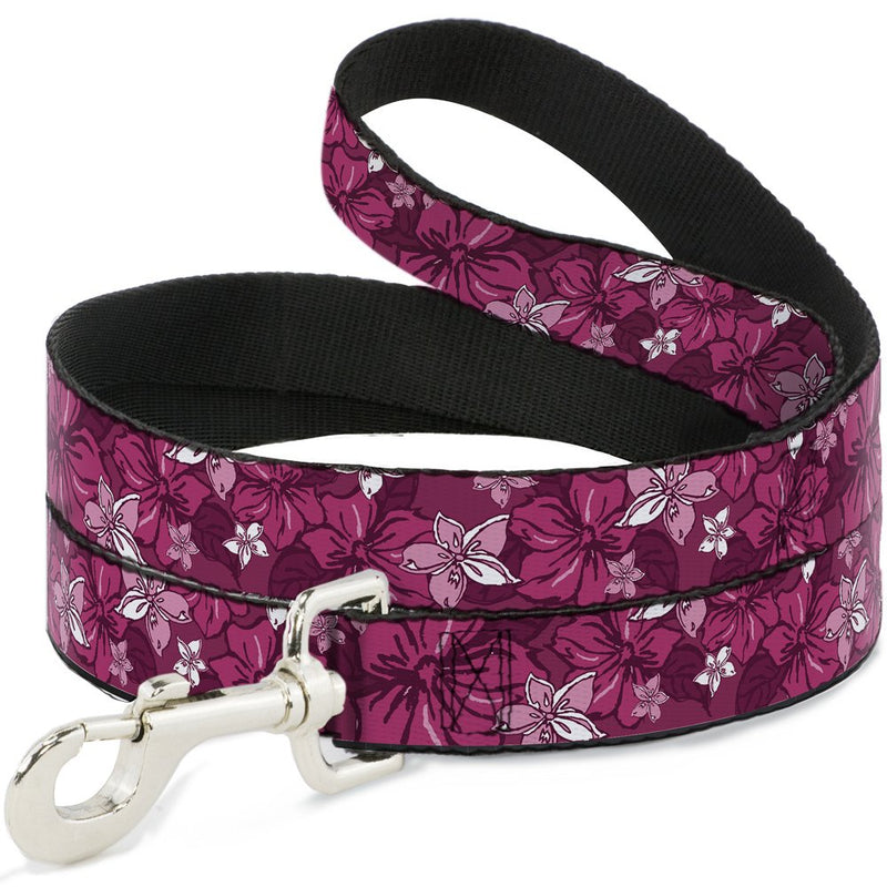 Buckle-Down Pet Leash - Hibiscus Collage Pink Shades - 6 Feet Long - 1.5" Wide