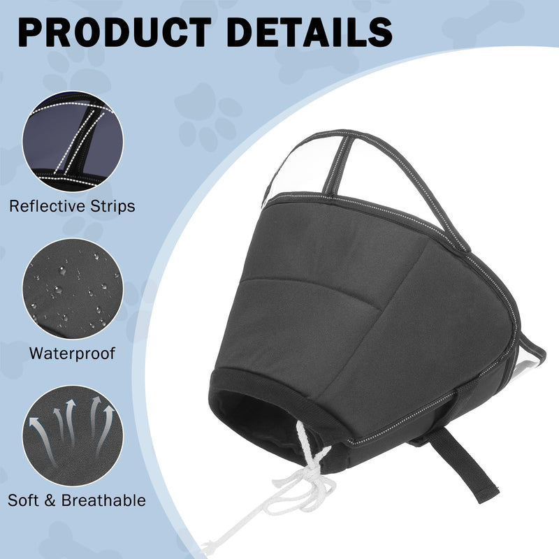 SCENEREAL Dog Cone for Dogs After Surgery, Adjustable Dog Cone Collar Alternative to Stop Licking for Wound Care, Spay, Neuter, Soft Recovery Cone for Medium Large Size Dog, E-Collar Neck Collar XL (Neck: 17.5"-21") Black - PawsPlanet Australia