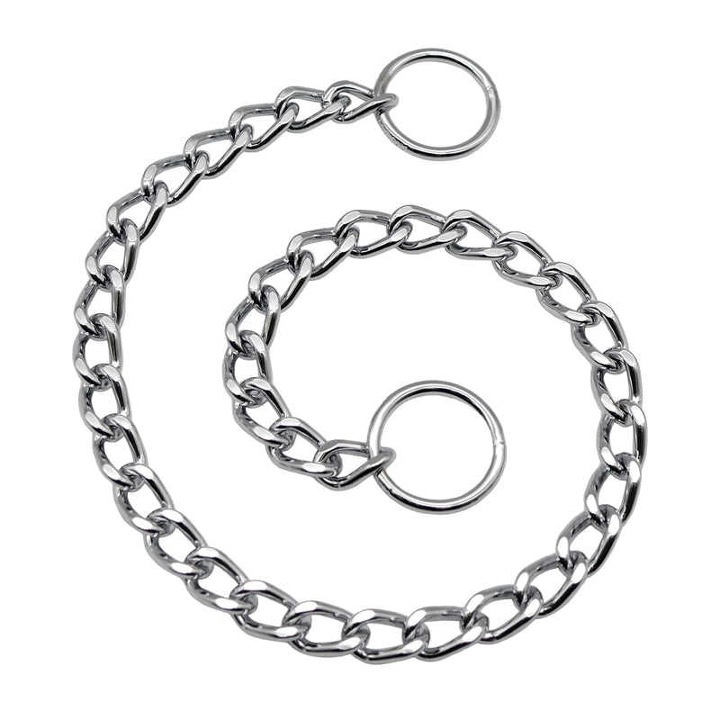 Herm Sprenger Chrome Plated Steel Dog Collar with Short Flat Links Choke Chain Two O-Rings for Small Medium Large Dogs Professional Training Collar Correction Slip Chain Made in Germany (28in (70cm)) 28in (70cm) - PawsPlanet Australia