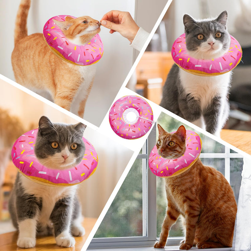 Cat Cone Soft Collar, Adjustable Cat Recovery Collar for Small Medium Large Cats, Cute Donut E Collar After Surgery, Anti-Lick Wound Healing Elizabethan Collar for Kittens (Donut Pink, Small) Donut Pink - PawsPlanet Australia