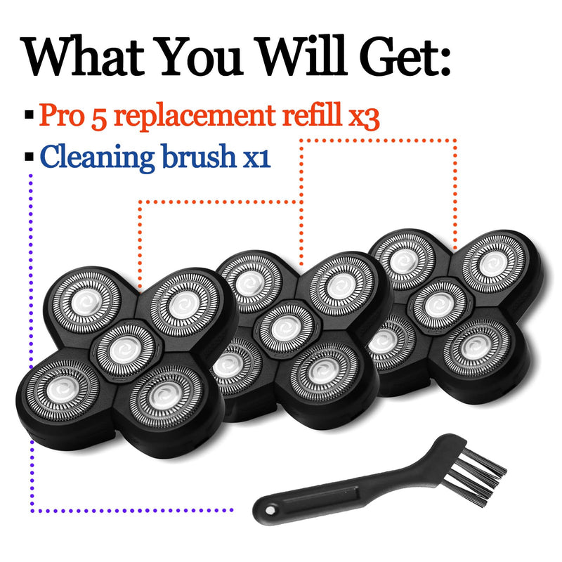 3-Pack Pro 5 Replacement Blade Refills for Freebirds Bald Head Shavers, Shaver Replacement Head for a Close and Smooth Shaving Experience 1 Count (Pack of 3) - PawsPlanet Australia