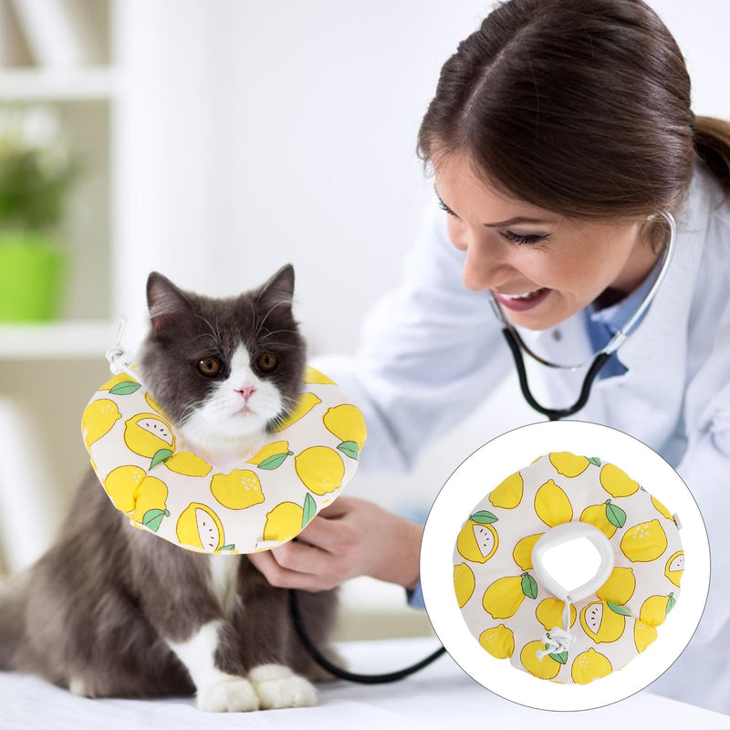 ERINGOGO Soft Cotton Recovery Collar for Cats with Cartoon Fruit Pattern Breathable Fabric Collar for Pain Relief After Surgery During Recovery
