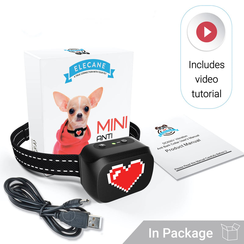 Small Dog Bark Collar Rechargeable – Smallest Bark Collar for Small Dogs 5-15lbs - Most Humane Stop Barking Collar - Dog Training No Shock Anti Bark Collar - Pet Bark Control Device (Black) Black - PawsPlanet Australia