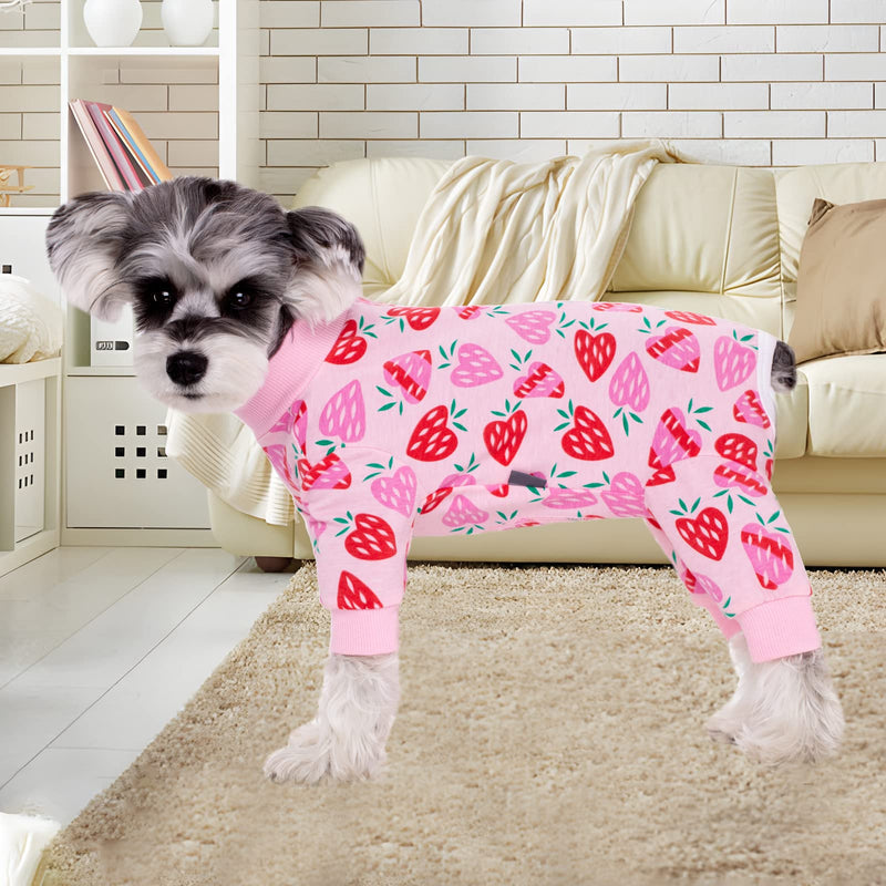 Dog Surgery Recovery Suit, Dog Onesie for Surgery Female Male Dogs, Dogs Pajamas Long Sleeve, Small Dogs Onesie, Abdominal Wound Bandages Surgical Suit, Cat Recovery Suit for Shedding Skin Disease Medium Strawberries - PawsPlanet Australia