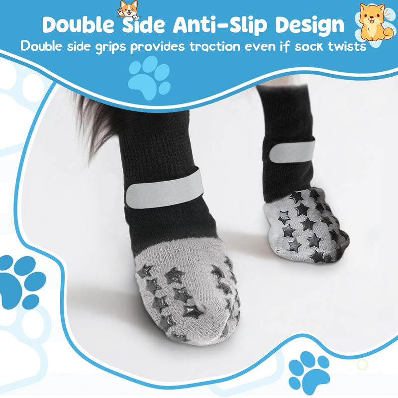 Dog Paw Protectors Socks for Hot & Cold Pavement, Anti Slip Dog Shoes with Maximum Grip to Prevent Licking Paws, Slipping, Paw Protector Boots for Small Medium Large Senior Dogs (Black Star, M) - PawsPlanet Australia
