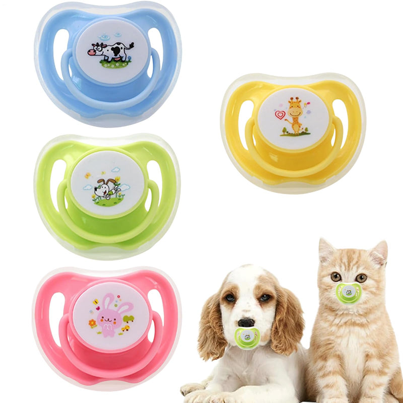 Pacifier for Kittens | Puppy Toy, 4-Piece Teat Set, Cute Silicone Chew Toy | Safe Teething System for Pets, Protective Dust Protection Set