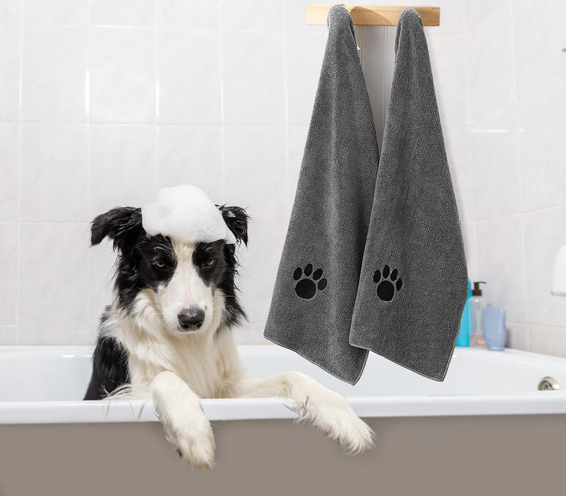 Microfiber Dog Towels for Drying Dogs, Super Absorbent and Soft Pet Grooming Towel, 40 Inch X 23.6 Inch, Perfect Dog Shower & Bath Supplies for Large, Medium or Small Dogs, Grey 40"X23.6"- 1pack - PawsPlanet Australia