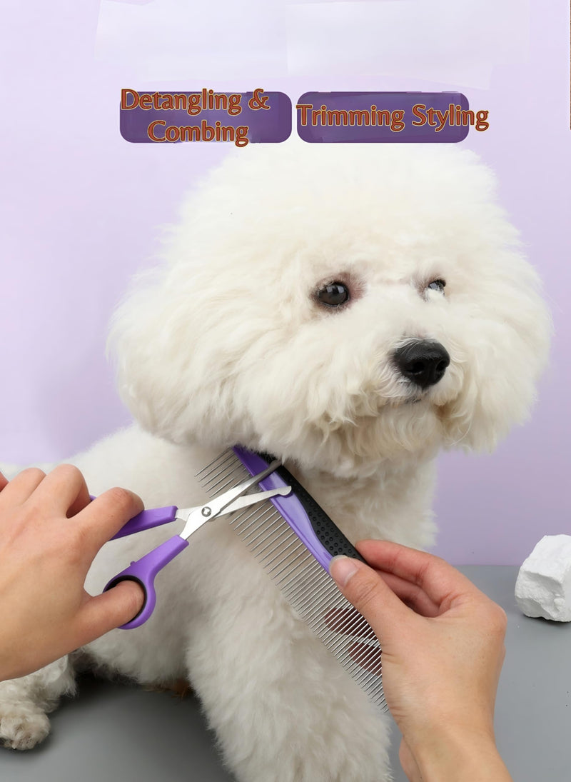Pet Hair Grooming Tool Kit-9 Packs Dog Cat Grooming Kit Pet Dog Cat Grooming Supplies Washing Gloves Slicker Brush Kit Nail Grider Trimming Tools Pet Toothbrush Comb and Grooming Scissors Set - PawsPlanet Australia