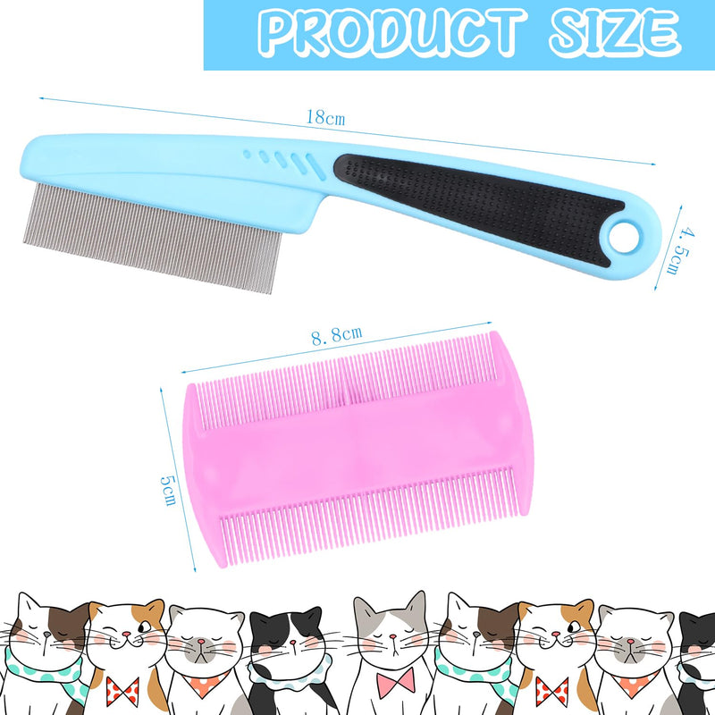 Flea Comb for Dogs and Cats, 2 Pcs Stainless Steel Fine Tooth Dog Hair Combs, Pet Grooming Comb for All Types of Pets Hair, with Ergonomic Rubber Handle, Health Benefits - PawsPlanet Australia