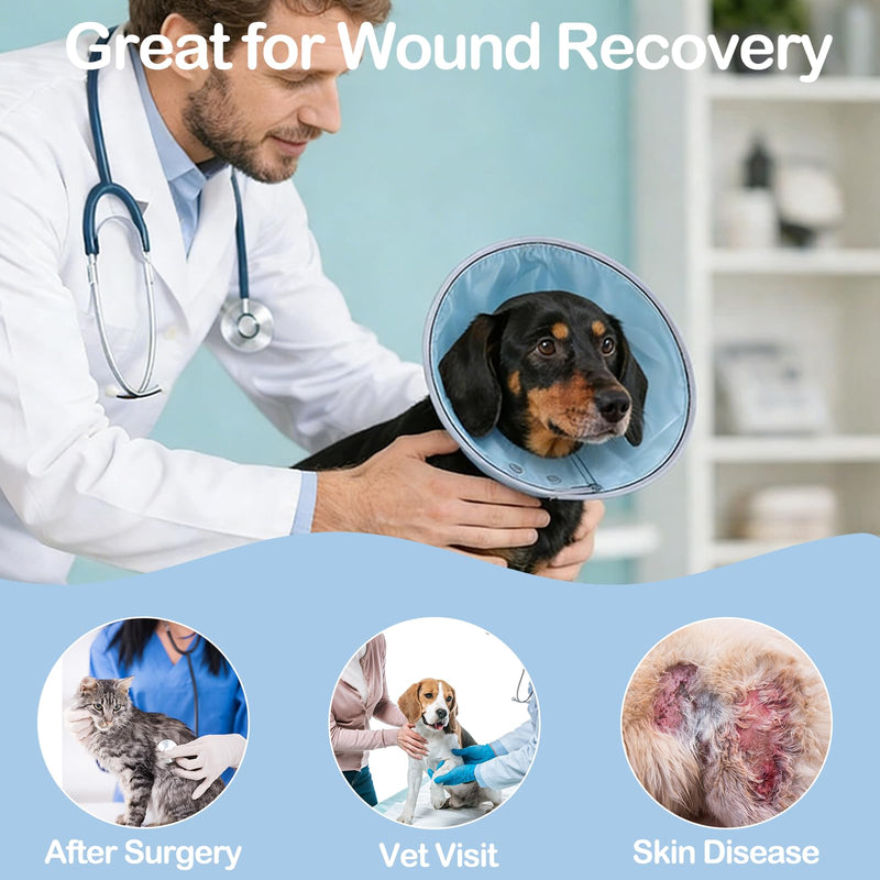 Dog Cone Collar Adjustable After Surgery, Comfortable Dogs Recovery Collar, Adjustable E Collar Alternative to Stop Licking, Protective Dog Neck Collar Plastic Practical Blue (Neck:8"-10")