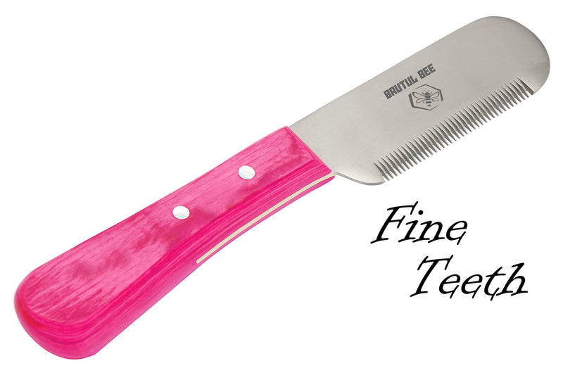 BRUTUL FIGHT Bee Dog Grooming Coat Stripping Knife Stripper Trimmer Tool Wooden Handle Knives Set of 3 With Stainless Steel Blade Non-Slip Tools for Dogs - Right Handed (PINK) PINK - PawsPlanet Australia