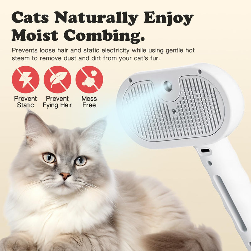 Upgraded rechargeable silicone pet hair removal tool, 3-in-1 automatic cleaning steam brush, suitable for grooming, hair removal, and massage, suitable for cats and dogs. - PawsPlanet Australia