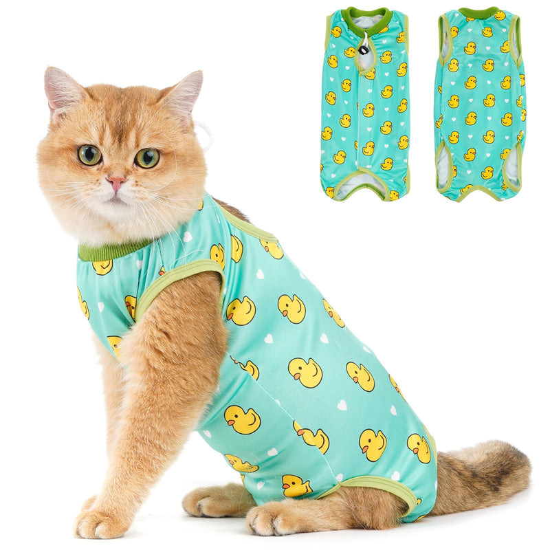 Avont Cat Recovery Suit - Kitten Onesie for Cats After Surgery, Cone of Shame Alternative Surgical Spay Suit for Female Cat, Post-Surgery or Skin Diseases Protection -Duck(M) Duck Medium