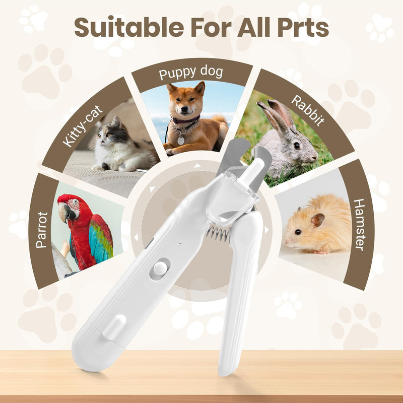 2-in-1 Dog Nail Clipper and Grinder with LED Light, USB Rechargeable Quiet Electric Pet Nail Trimmer for Dogs Cats with Safety Guard - PawsPlanet Australia