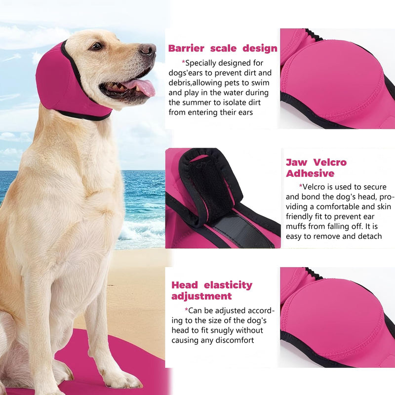 1PC Dog Snood Ear Protector and Firework Ear Muffs Adjustable Noise Cancelling Ear Muffs for Dogs Soft Calming Ear Defenders for Bathing Grooming and Travel Rose Red Size M