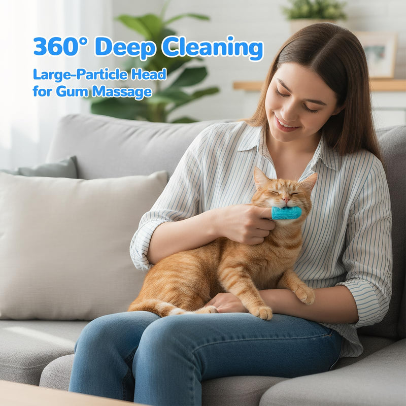 Pack of 4 Cat and Dog Toothbrushes, 360° Toothbrush for Dogs and Cats, Reusable Food Grade Silicone Toothbrush, Suitable for Small, Medium and Large Pets