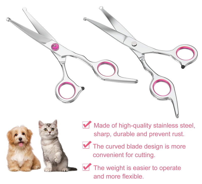 Petsvv 7.5" Curved Dog Grooming Scissors with Safety Round Tips, Light Weight Professional Pet Grooming Shears Stainless Steel for Dogs Cats Pets Curved Scissor-Pink - PawsPlanet Australia