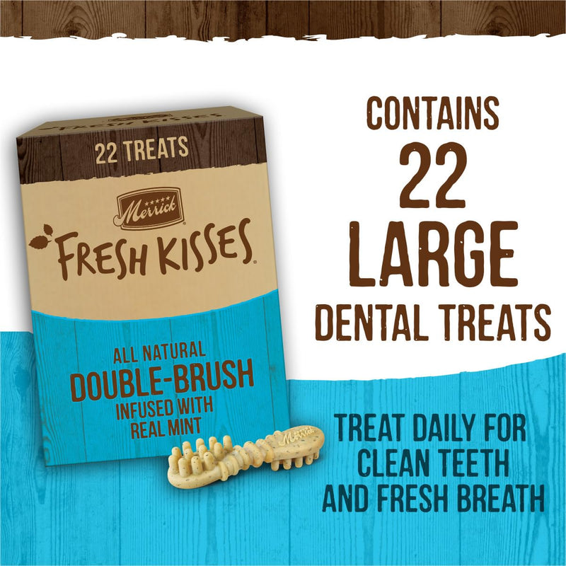 Merrick Fresh Kisses Natural Dental Chews, Toothbrush Shape Treat Infused With Real Mint, For Large Dogs - 16 ct. Box 16 count (Pack of 1)