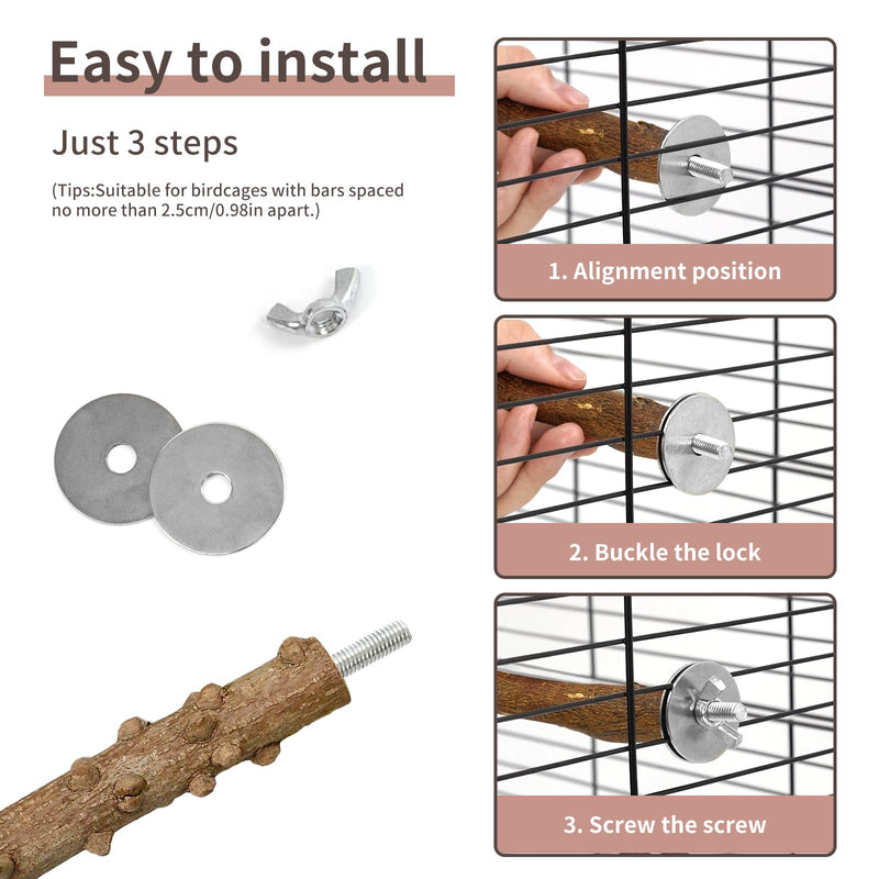 Bird Perches, 5pcs Natural Wood Birds Stand Branch, Bird Perch Chewing Stick Cage Accessories Parrot Climbing Standing Branches Paw Grinding Fork Sets for Cockatiels Ringneck Parrots Pattern-4 - PawsPlanet Australia