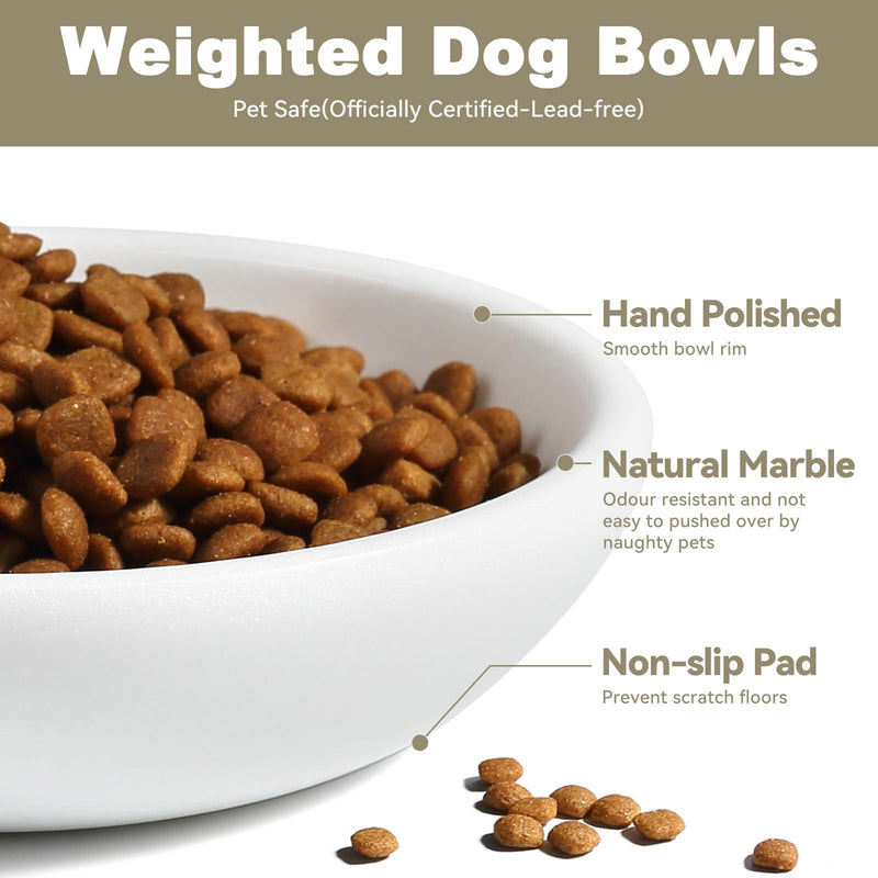 White Cat Bowl, Marble Food and Water Bowl for Cat and Small Dog, Heavyweight 1.5lb Non-Tip Pet Food Dish with Slip-Proof Pad, Premium Stone Feeder for Elegant Home Decor XS Namib Fantasy