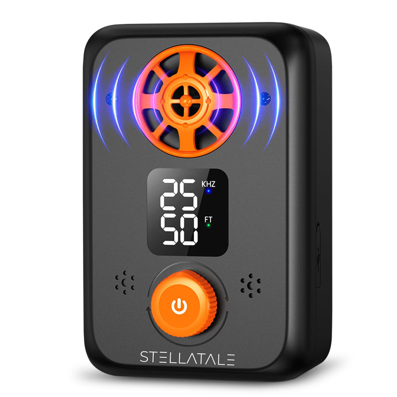 Ultrasonic Dog Barking Silencer, 5 Modes, Rechargeable, 50 Ft Range, Indoor & Outdoor Use, Black and Orange