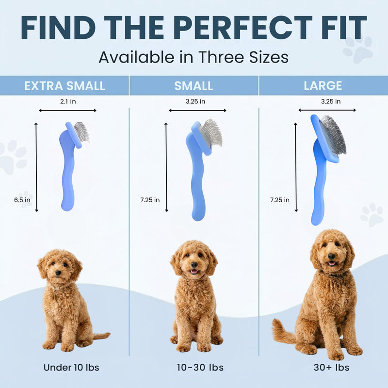 Slicker Brush for Dogs, Dog Grooming Supplies - Best Doodle & Poodle Brush for Haired Dogs - Goldendoodle Pin Detangler for Dematting (Large Curved) Large