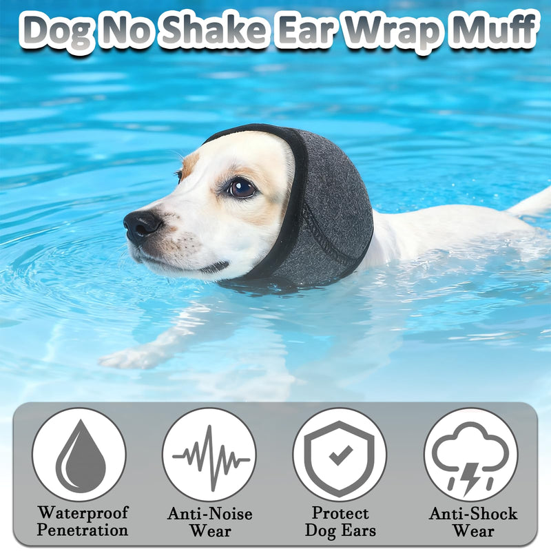 Dog Calming Hoodie with Ear Wraps, Noise Cancelling Ear Muffs for Dog Anxiety Relief, Adjustable Pet Ear Covers for Thunderstorms, Fireworks, Grooming, Swimming & Ear Hematoma Protection, Grey S