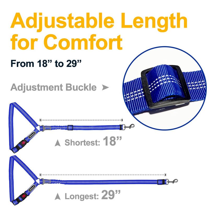 Dog Seat Belt for Car - 3 in 1 Adjustable Dog Car Leash & Harness for Small, Medium and Large Pets - Nylon, Duty Design for Safe Distraction Free Driving Blue - PawsPlanet Australia