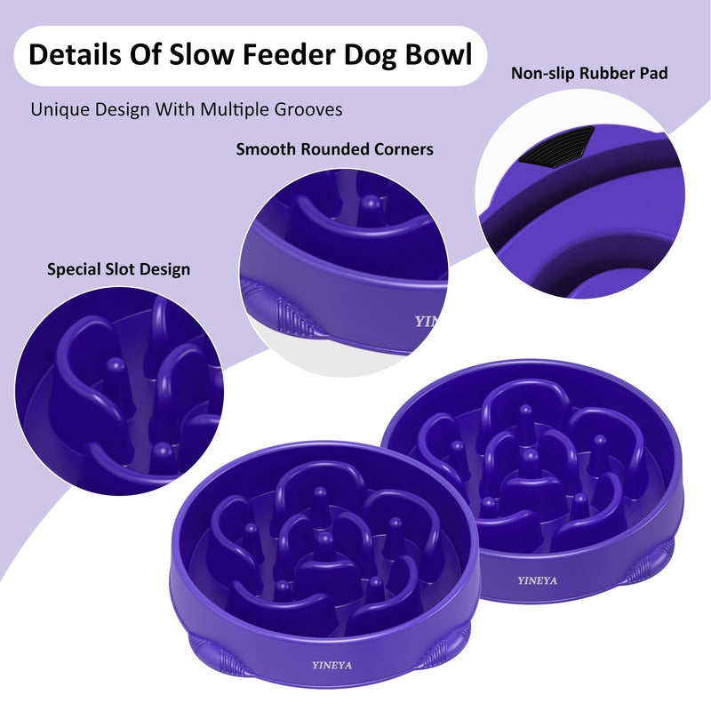 1Pcs Slow Feeder Dog Bowls Large Breed, Dog Slow Feeder Bowl, Large Dog Bowl Slow Feeder, Maze Dog Food Bowl Slow Feeder, Dog Puzzle Feeder, Pet Food Slow Eating Dowl Bowl 4 Cups(Purple) - PawsPlanet Australia