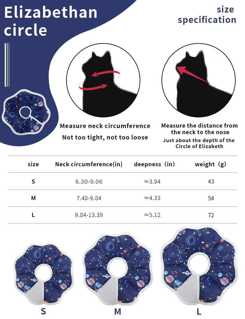 Cute,Soft Cat Recovery Collar,Adjustable Pet Cat Cone Collar,Pet Neck Donut Protective Recovery Cone for Cat-Comfortable Lightweight Elizabethan Collar for Kitten Prevent from Lick Wound L (Neck:9.84-13.38in) Blue - PawsPlanet Australia