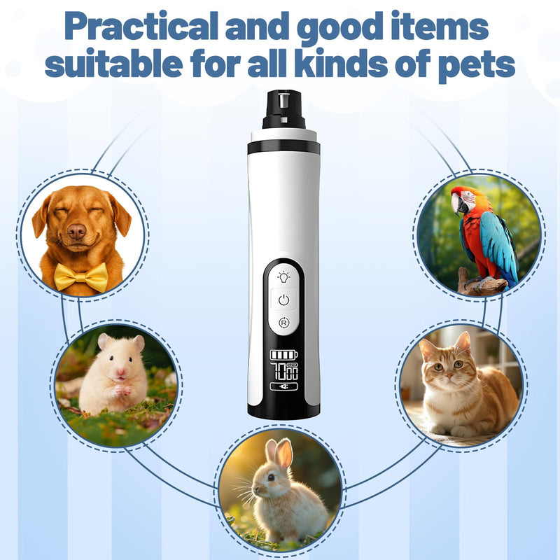 Nail Grinder for Dogs Claws - 3 Speeds Dog Trimmer for Grooming with Display Screen & Light, Dog Clippers for Grooming, Electric Dog Claw Nail Paw Grinder, Shaver Toenails for Dog Cat Pet - PawsPlanet Australia