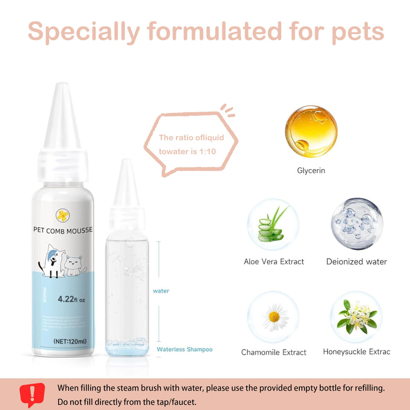 Dog Steam Brush 3-in-1 Spray Bath Brush for Dog and Cat, Pet Hair Removal Comb for Long & Short Haired Pets, Self Cleaning Grooming Brush Can Help to Comb a Pet's Fur and Remove Fleas Pink Pets Brush & 1 Shampoo - PawsPlanet Australia
