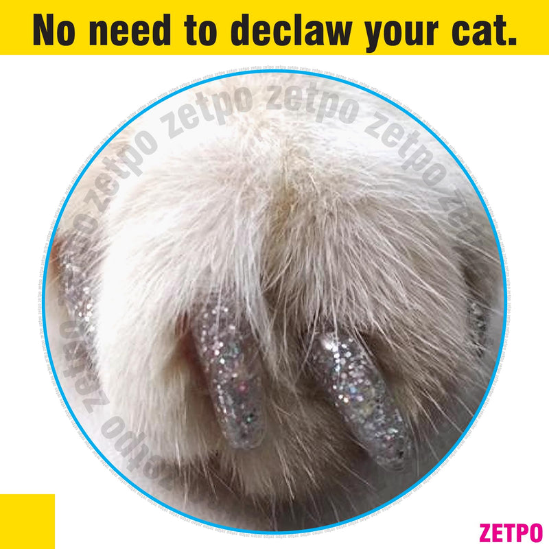 zetpo Glitter Cat Nail Caps | Cat Claw Covers | with Adhesives and Applicators (16x Glitter | 160 pcs, XS) 16x Glitter | 160 Pcs - PawsPlanet Australia