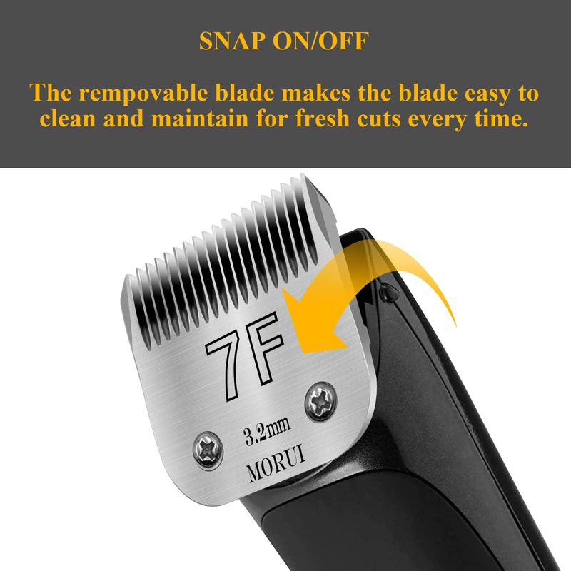 7F Cut Length 1/8"(3.2mm) Detachable Pet Dog Clipper Blades UltraEdge Series Clipper Blades for Dog Grooming Compatible with Most Andis,Oster A5 Wahl KM Series Clippers 7F 3.2mm - PawsPlanet Australia