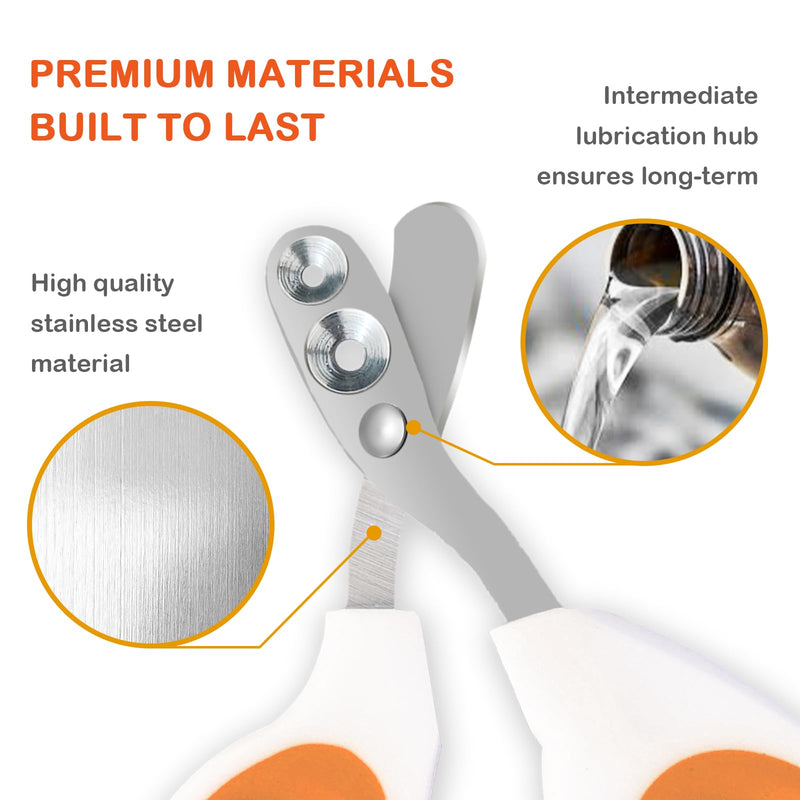 Bearded Dragon Professional Clippers - Depth-Limited Dual Holes, Angled Groove & Non-Slip Handle for Safe Trimming (White) round hole scissors