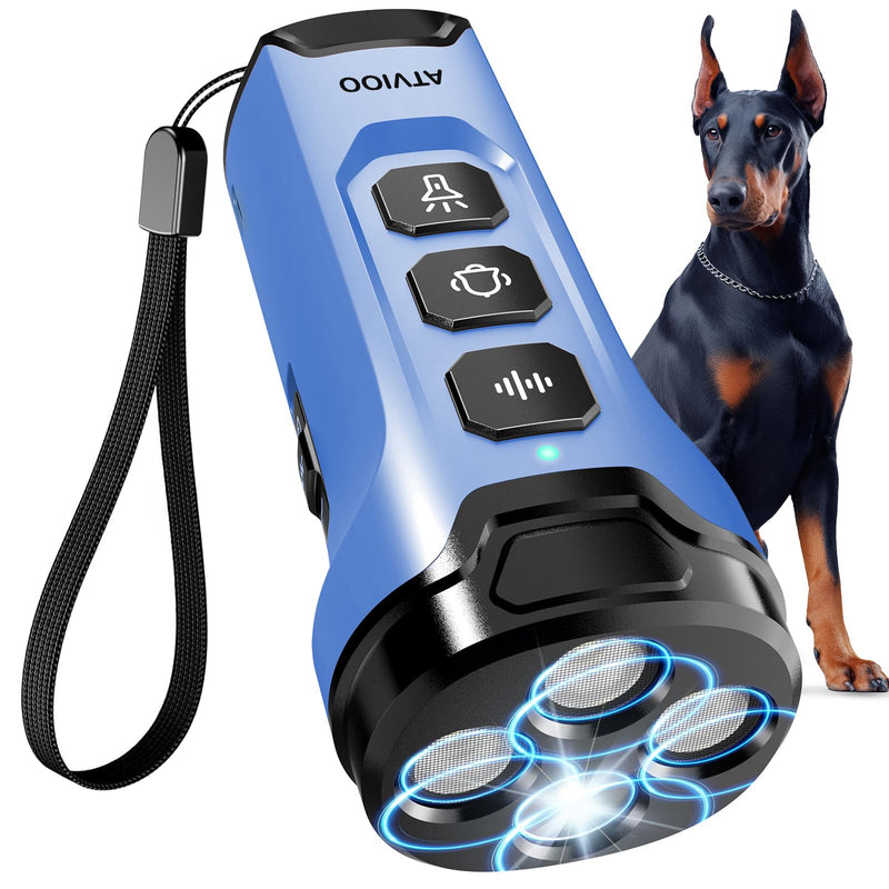 Dog Bark Deterrent Devices - Humane & Effective Training Dog, Stop No More Barking with 3X Ultrasonic Emitters (Blue)