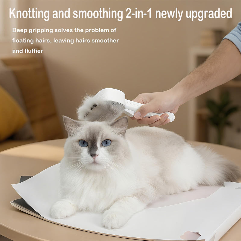 2-in-1 Pet Deshedding Brush Cat Dematting Comb for Indoor Cats and Dogs Comb for Shedding Long & Short Hair Gentle Massage Grooming Tool Easy to Remove Loose Undercoat,Matted Fur & Tangles White 1 Cat Brush - PawsPlanet Australia