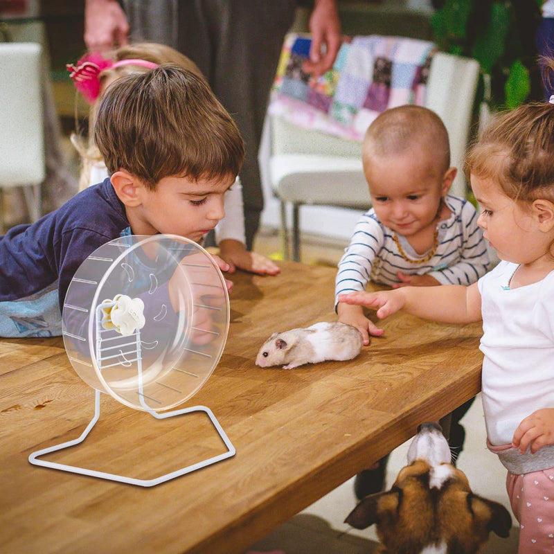 6.7inch Hamster Exercise Wheel, FHDUSRYO Transparent Hamster Running Wheel with Metal Stand, Silent Spinner Hamster Wheel, Pet Running Toy Cage Accessory for Small Animals, Mice Rat, Hedgehog - PawsPlanet Australia