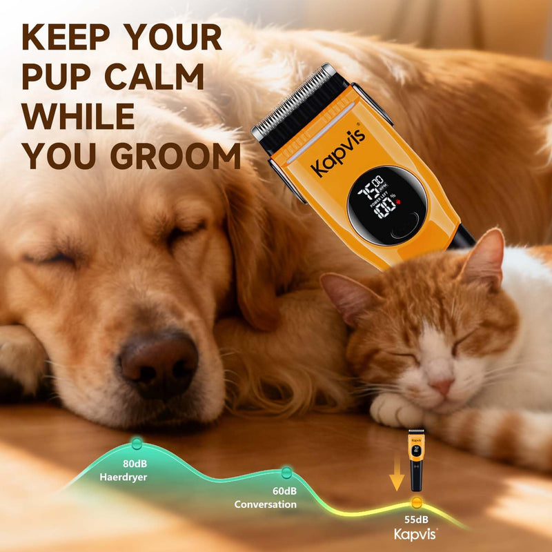 Dog Clippers for Grooming Thick Hair with LED Light,Poodle Grooming Kit with 6 Guide Combs for Dogs Cats Sheep Animals Green