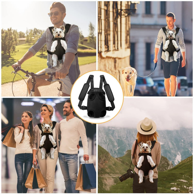 YUDODO Pet Dog Carrier Backpack Adjustable Dog Front Carrier, Legs Out Easy-Fit Dog Travel Backpack Carrier for Hiking Camping for Small Medium Dogs Cats and Rabbit (Small (Pack of 1), A-Black) Small (2-4lbs) - PawsPlanet Australia