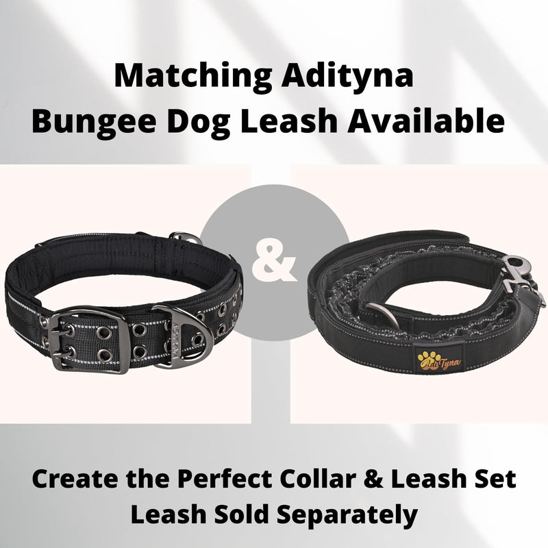 ADITYNA Heavy Duty Dog Collar for Extra-Large Dogs - Reflective Black XL Collar with Handle for Training, and Walking - Wide, Thick, Tactical, Soft Neoprene Padded Extra-Large: Fit 24-30" Neck