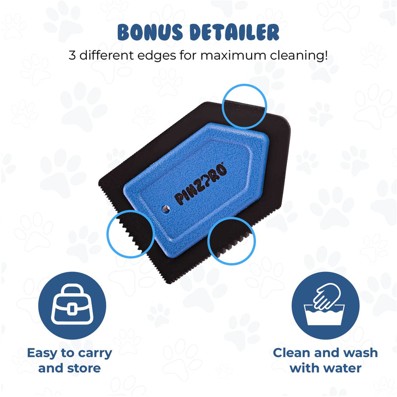 Pet Hair Remover + Bonus Mini Pet Detailing Brush - Reusable Lint Roller - Cat Hair Remover Roller - PinzPro Dog Hair Remover Set for Carpet, Couch, Bed, Car Seat. - PawsPlanet Australia