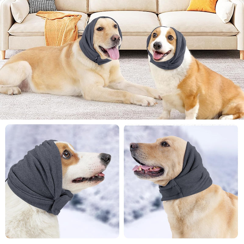 MADGININE Dog Ear Snood Ear Protectors for Dogs - Adjustable, Warm, Comfortable & Fashionable - Grey, Medium