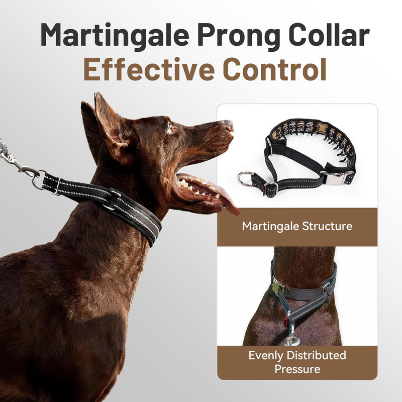 Hidden Prong Collar, Heavy Duty Martingale Design With Quick Release Metal Buckle, 2.25mm Pinch Collar for Dog Behavior Training & Daily Walking, Adjustable 12in-18in for Medium to Large Dogs