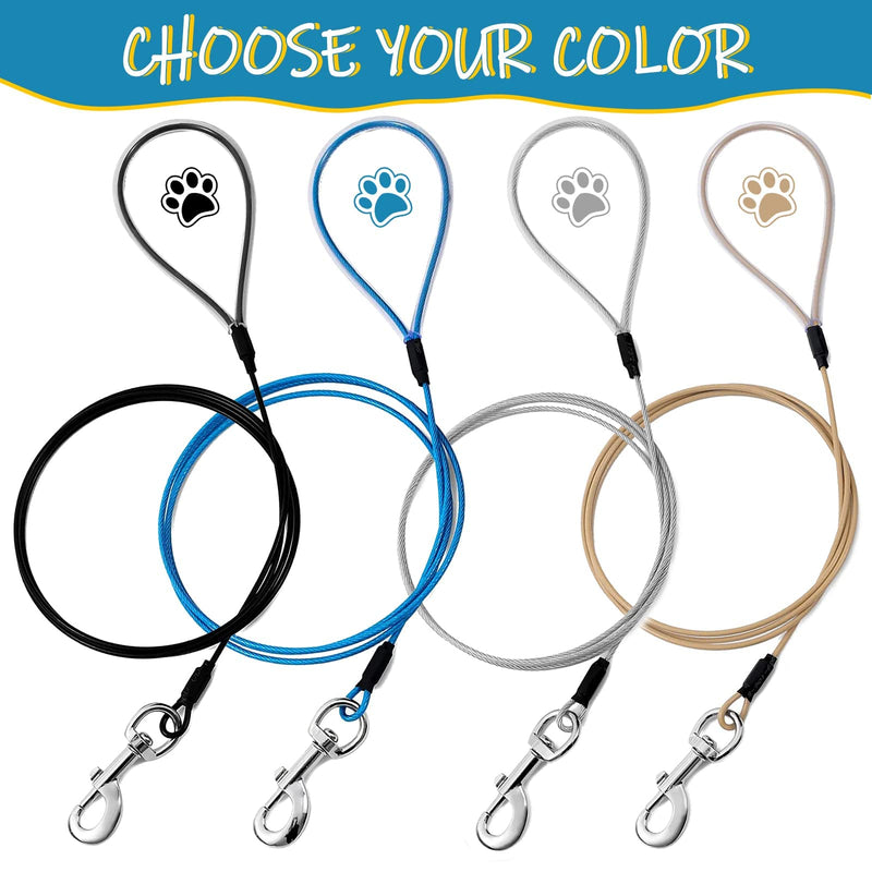 Chew Proof Dog Leash,6FT Metal Cable Lead,Heavy Duty Leash Made of Coated Wire Rope,Chew Resistant,Great for Large Dogs and Teething Puppies,Dog Chains(Black+Blue, 2 Pack) Black+Blue - PawsPlanet Australia