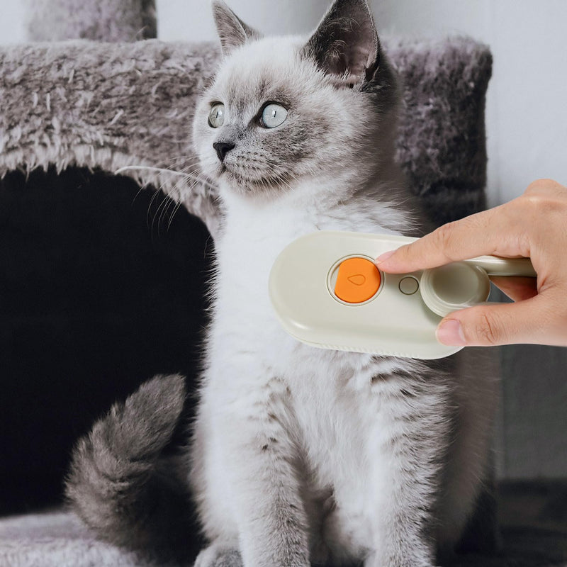 Cloud Cat Brush, 3-in-1 Self-Cleaning Cat Brush Steam Pet Brush with 360° Rotating Arm Cat Hair Steamy Brush Dog Steam Brush for Shedding Best Steam Brush for Pet Cat Dog (Khaki) Khaki - PawsPlanet Australia