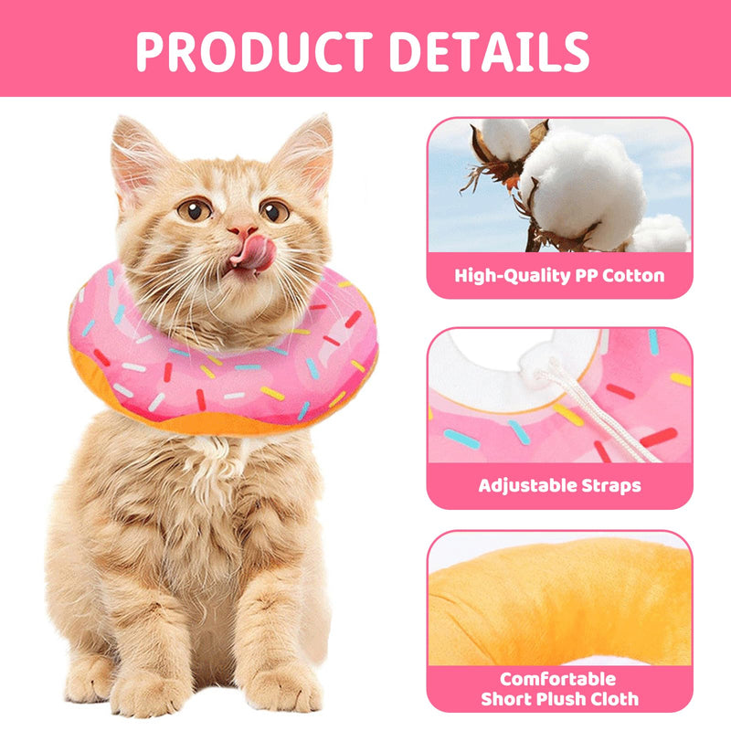 Protective Soft Cat Collar, Protective Collar Cat Set with Teething Rope, Adjustable Collar for Cats, After Surgery and Injuries for Puppies, Small Dogs and Cats (Pink, S) Pink and Purple