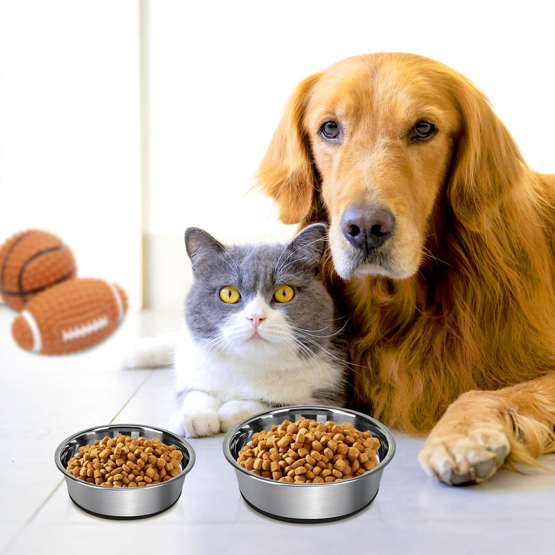 Grehge Steel Anti-Slip Dog Bowls,Non-Slip Stainless Steel Pet Bowl with Foot Mat - Perfect for Mess-Free Mealtime,Quiet Pet Bowls for Cats and Dogs, Dry and Wet Foods,5.5in Single Pack 5.5inch black - PawsPlanet Australia