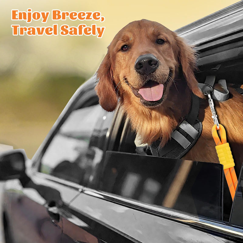 Pawaboo Dog Seatbelt for Car, Dog Car Harness Leash with Dual Round Ropes Enhance Strength, Pet Vehicle Safety Belt Leash with 360-degree Swivel Metal Buckle, Reflective Dogs Restraint Tether, Orange - PawsPlanet Australia