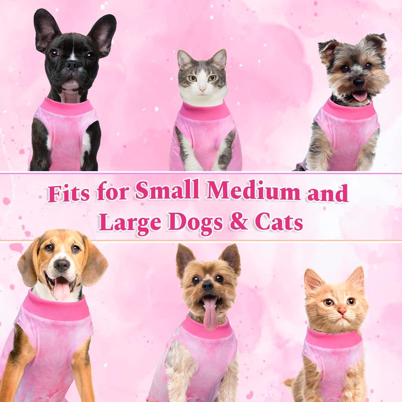 Dog Surgery Recovery Suit, Tie Dye Pet Surgical Suit for Female Dogs, Cone E-Collar Alternatives Abdominal Wounds Protector, Neuter Dog Anti-Licking Onesie for Small Medium Large Dogs, Small Pink - PawsPlanet Australia